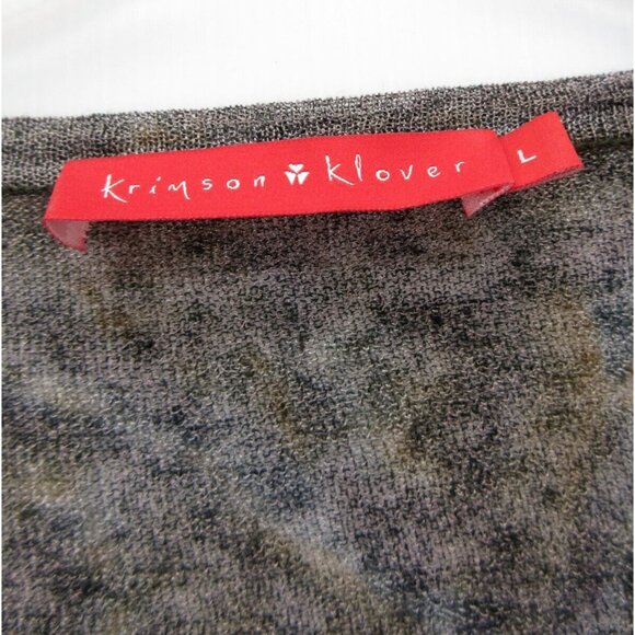 Krimson Klover Sweater Large Linen Pullover Abstract Ruched Sleeve - Picture 8 of 11